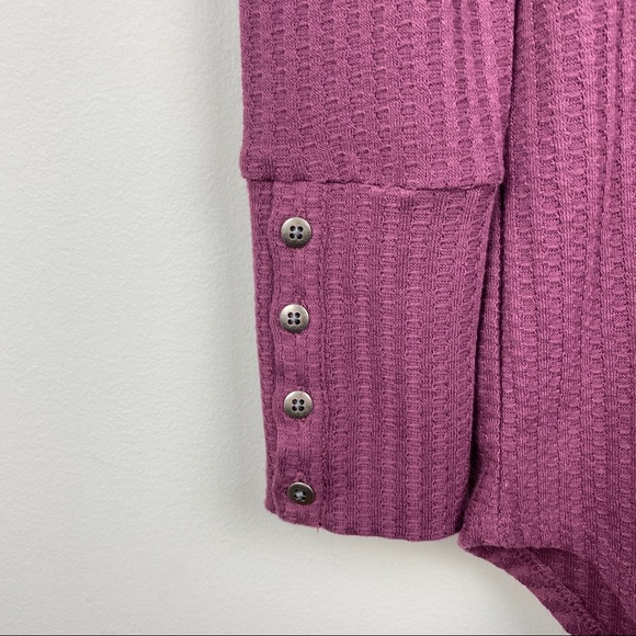 Chaser BUNDLE 2 Waffle Knit Thermal Metal Buttons Purple Teal Women's Size Small - Picture 5 of 13